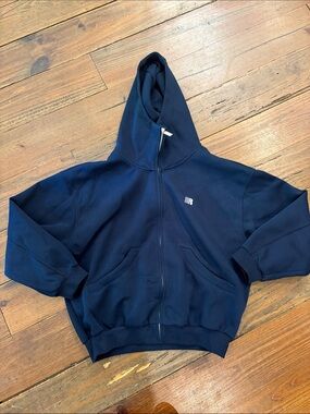 Men's Navy Full-Zip Hoodie with Small Chest Logo